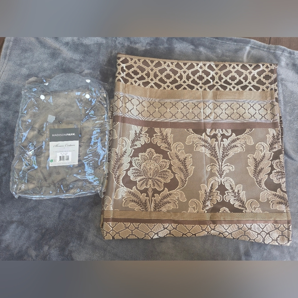 Madison Park Jacquard Shower Curtain 72"×72" NEW